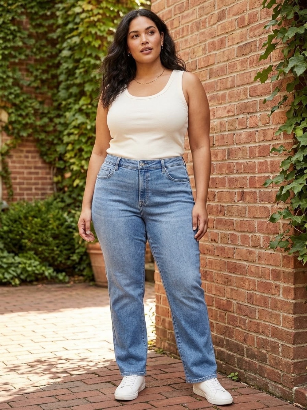 Terra & Sky Straight Leg Jeans with Light Blue Wash size 26
